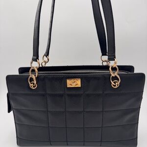 CHANEL Caviar Chocolate Bar Quilted Shoulder Bag Black